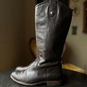 ☾ Frye Melissa button riding boot knee-high chocolate brown